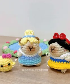 Móc khoá len Capybara Công chúa Disney 👑