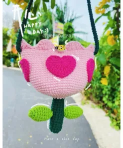 Túi len Hoa Tulip đeo chéo cho bé 🌷