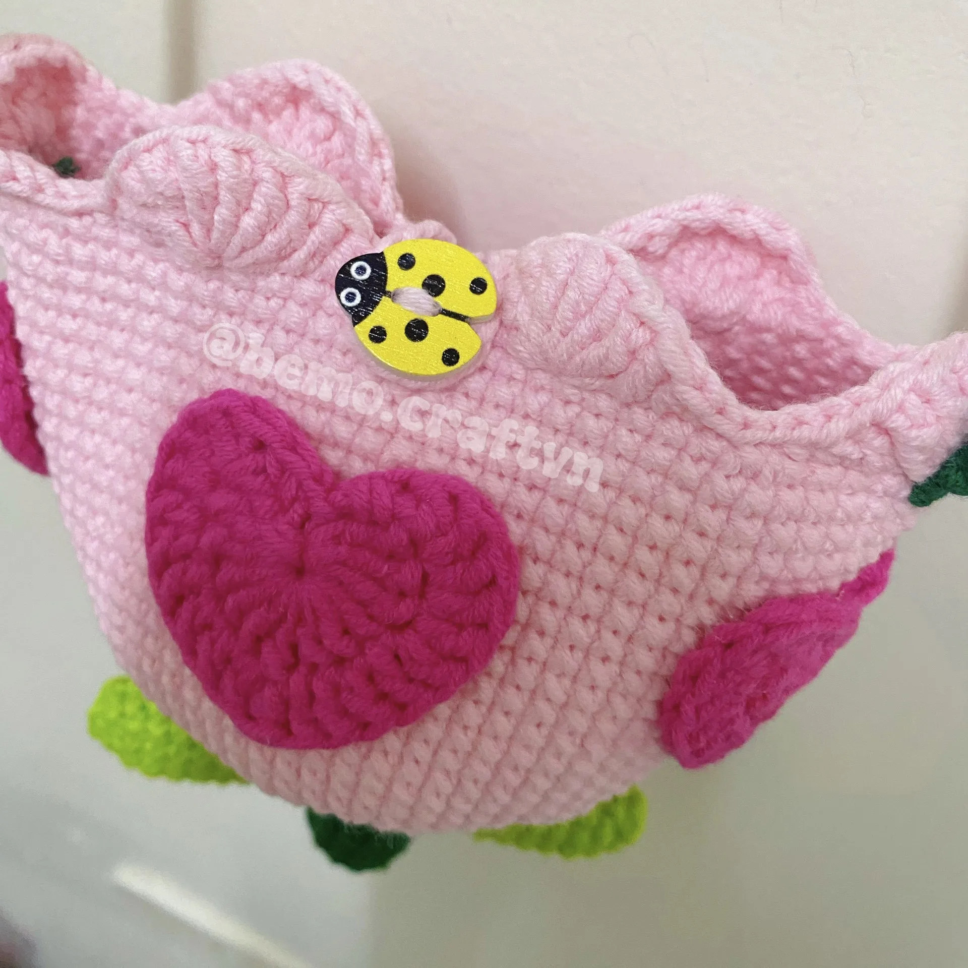 Túi len Hoa Tulip đeo chéo cho bé